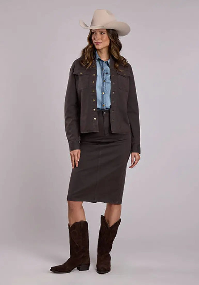 Stetson Women’s Chocolate Denim Embroidered Shirt Jacket Women’s Jacket