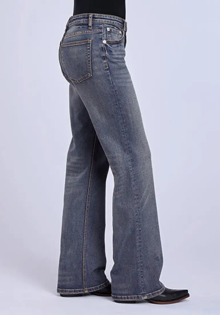Stetson Women’s Dark Wash Plain Pocket 641 Loose Fit Bootcut Jean Women’s Bottoms