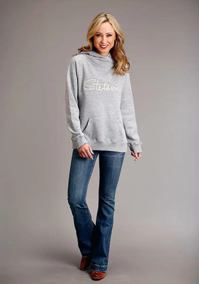 Stetson Women’s Heather Gray Chain Embroidery Hoodie Women’s Pullover
