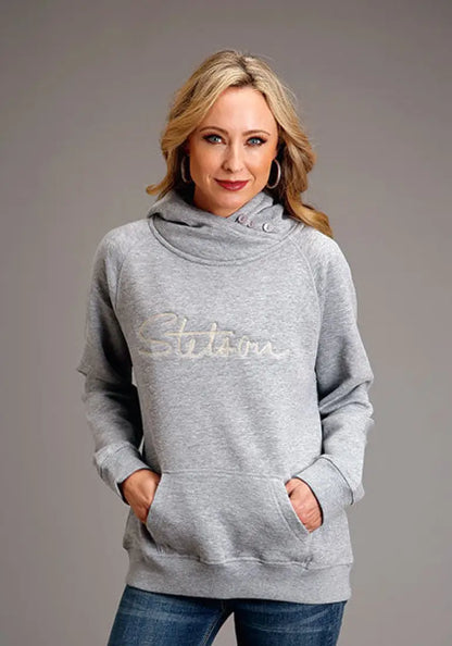 Stetson Women’s Heather Gray Chain Embroidery Hoodie Small Women’s Pullover