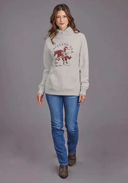 Stetson Women’s Oatmeal Rust Bronc Hoodie Women’s Pullover