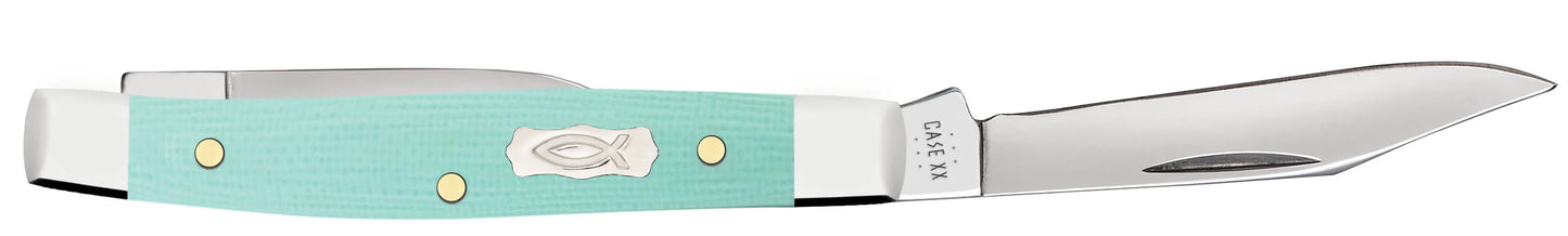 Case Seafoam Green G-10 Smooth Small Pen Knife