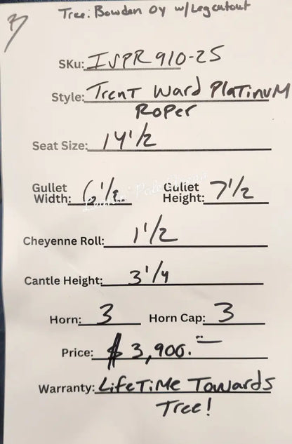 Trent Ward 14.5’’ Platinum Rope Saddle 14.5’’ / 6.5’’ Rope Saddle