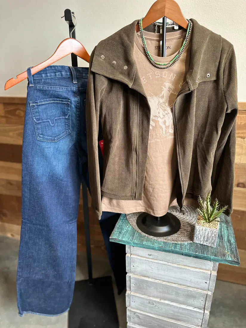 Trisha Tyler Women’s Dark Olive Asymmetrical Full Zip Jacket Women’s Jacket