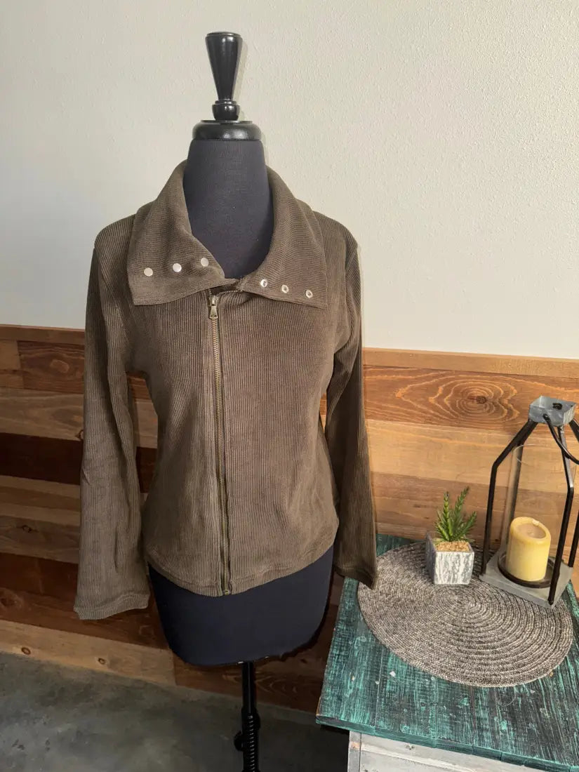 Trisha Tyler Women’s Dark Olive Asymmetrical Full Zip Jacket Small Women’s Jacket