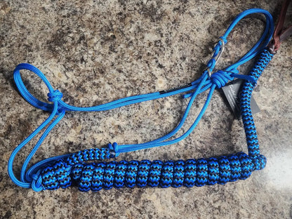 Twisted Knot Halters Rope Halter w/ Easy Off Clip & Lead Blue with Blue/Black ZZ Lead Halter