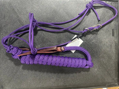 Twisted Knot Halters Rope Halter w/ Easy Off Clip & Lead Purple with Purple Lead Halter