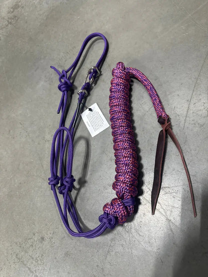 Twisted Knot Halters Rope Halter w/ Easy Off Clip & Lead Purple with Pink/Purple Blend Lead Halter