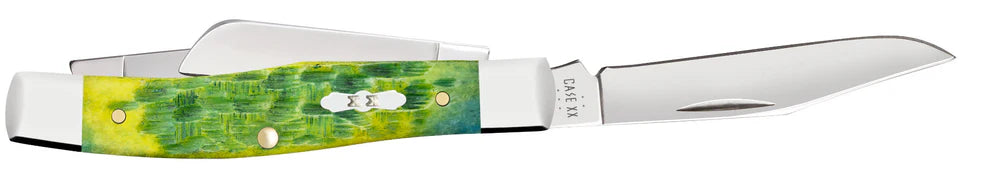 Case Peach Seed Jig Green Apple Bone Medium Stockman Knife