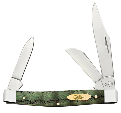 Case Kelly Green Curly Oak Smooth Medium Stockman Knife