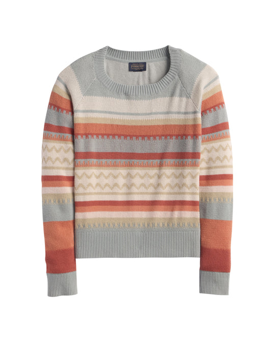 Pendleton Women's Rust & Blue Stripe Raglan Cotton Sweater