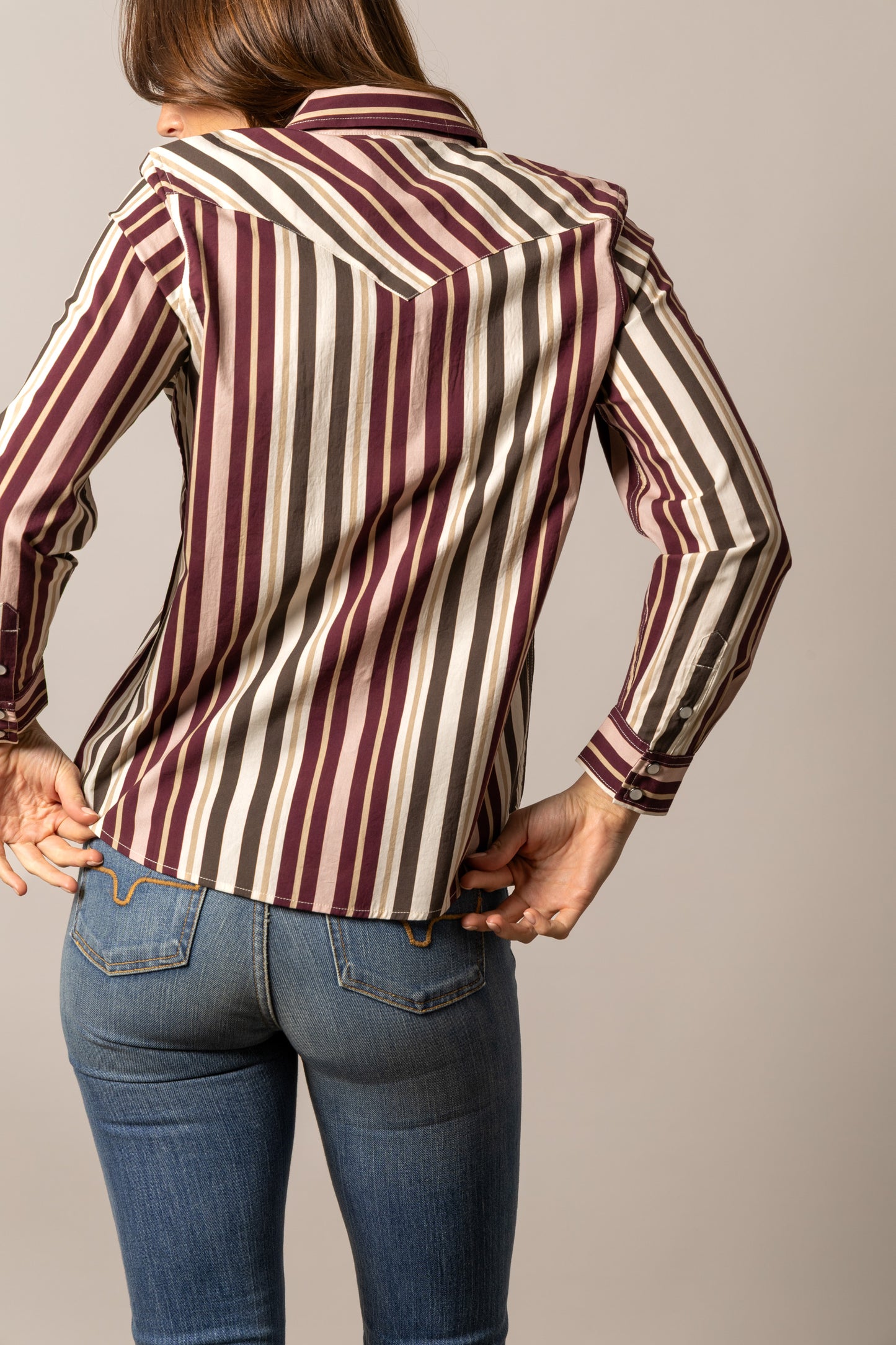 Kimes Ranch Women's Maroon Stripe Kai Western Shirt