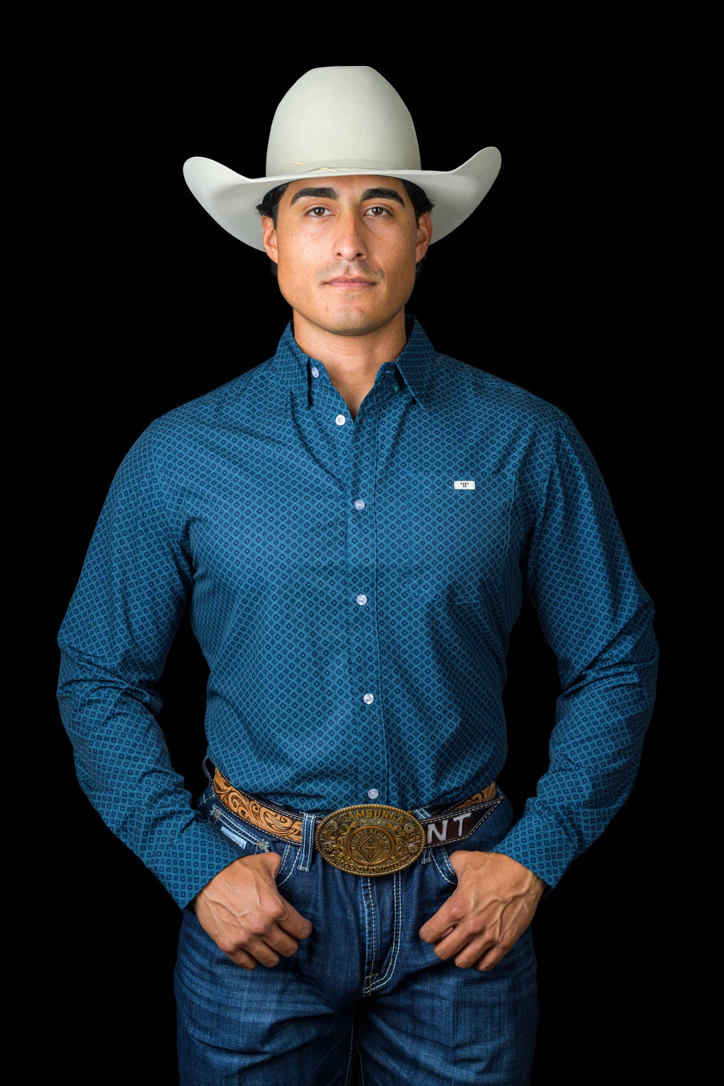 Ferrell Men's The Frost Blue Print Western Shirt