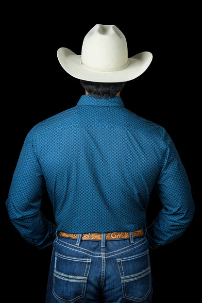 Ferrell Men's The Frost Blue Print Western Shirt
