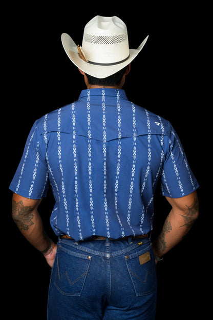 Ferrell Men's The Maverick Blue Short Sleeve Western Shirt
