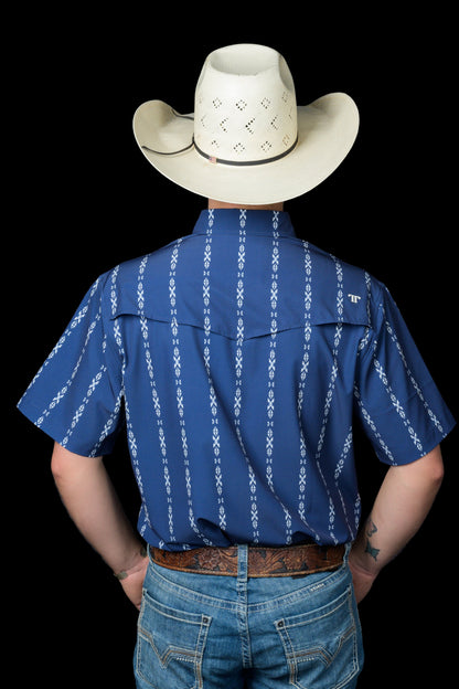 Ferrell Men's The Maverick Blue Short Sleeve Western Shirt