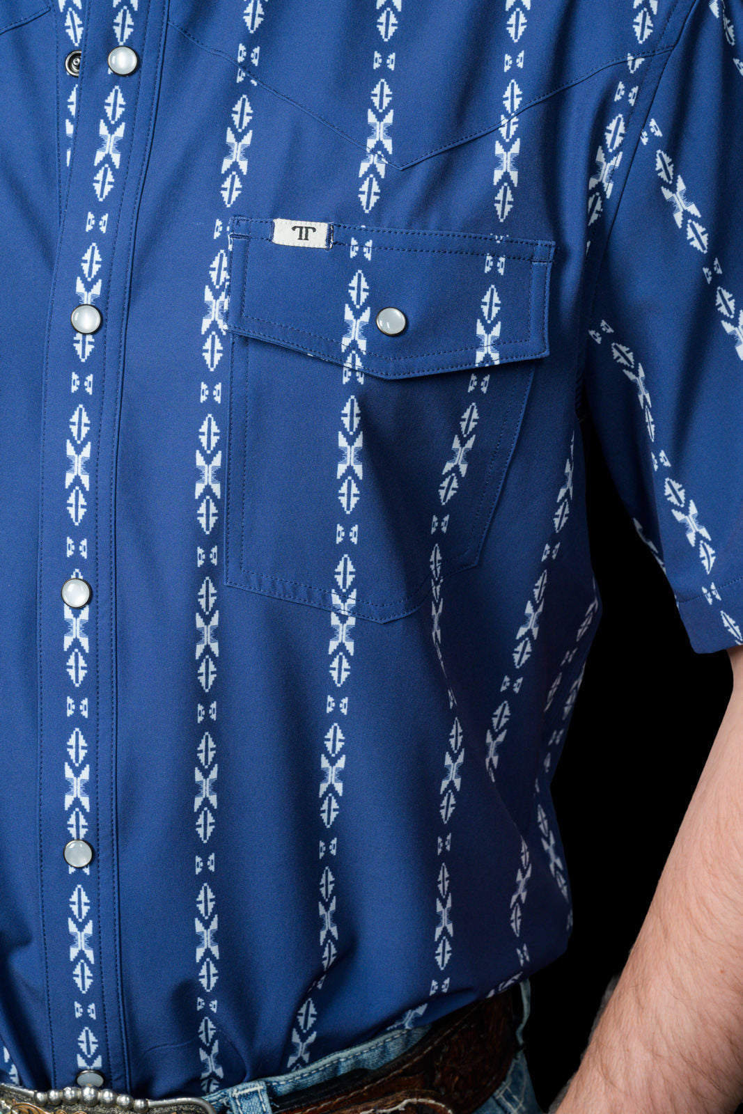 Ferrell Men's The Maverick Blue Short Sleeve Western Shirt