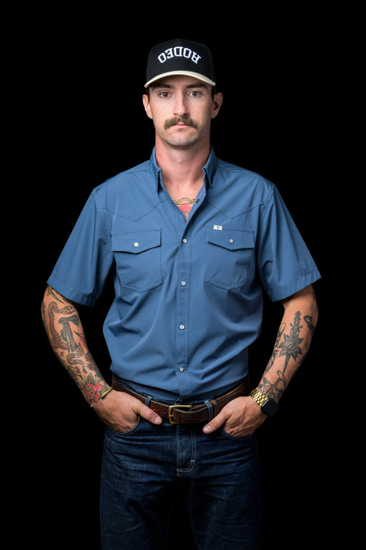 Ferrell Men's Core Blue Short Sleeve Western Shirt