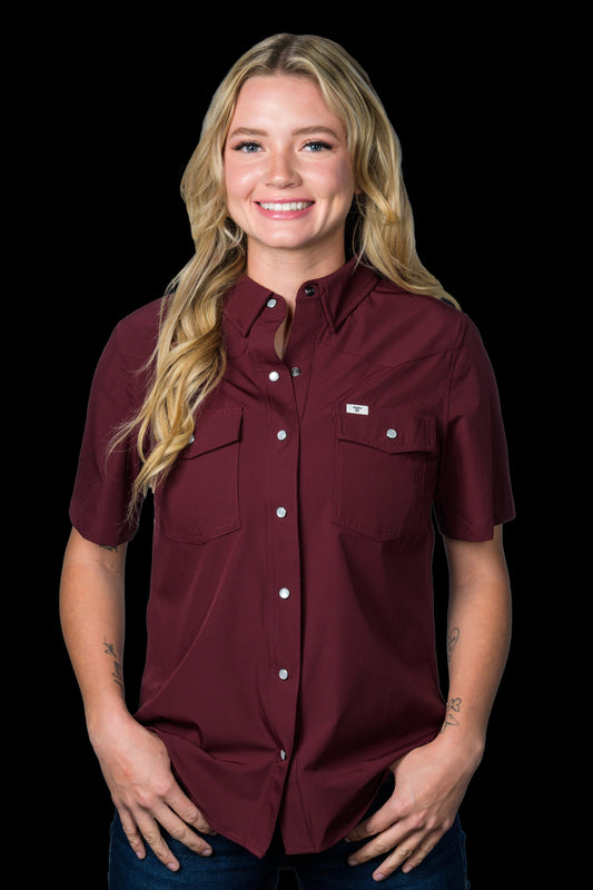 Ferrell Women's Core Maroon Short Sleeve Western Shirt