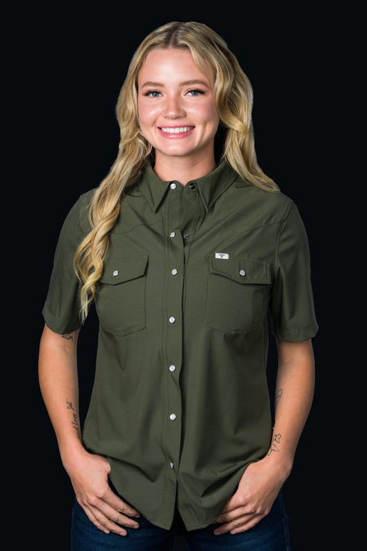 Ferrell Women's Core Olive Green Short Sleeve Western Shirt