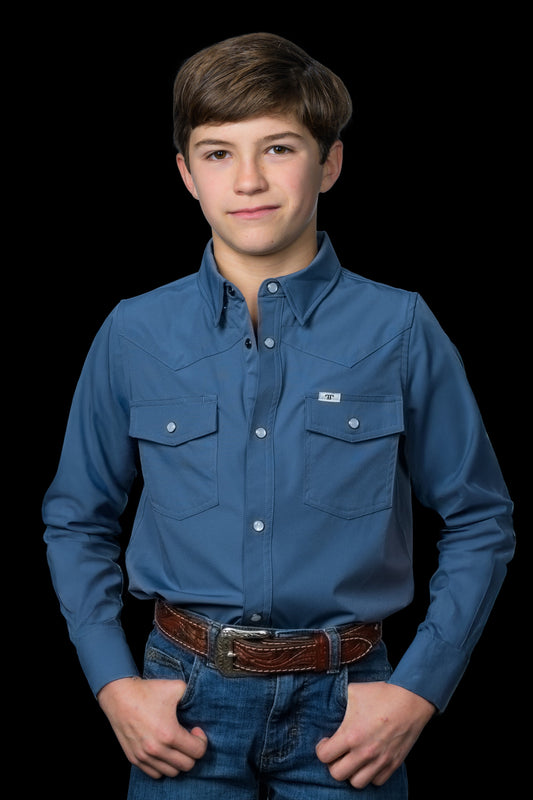 Ferrell Boy's Core Blue Western Shirt