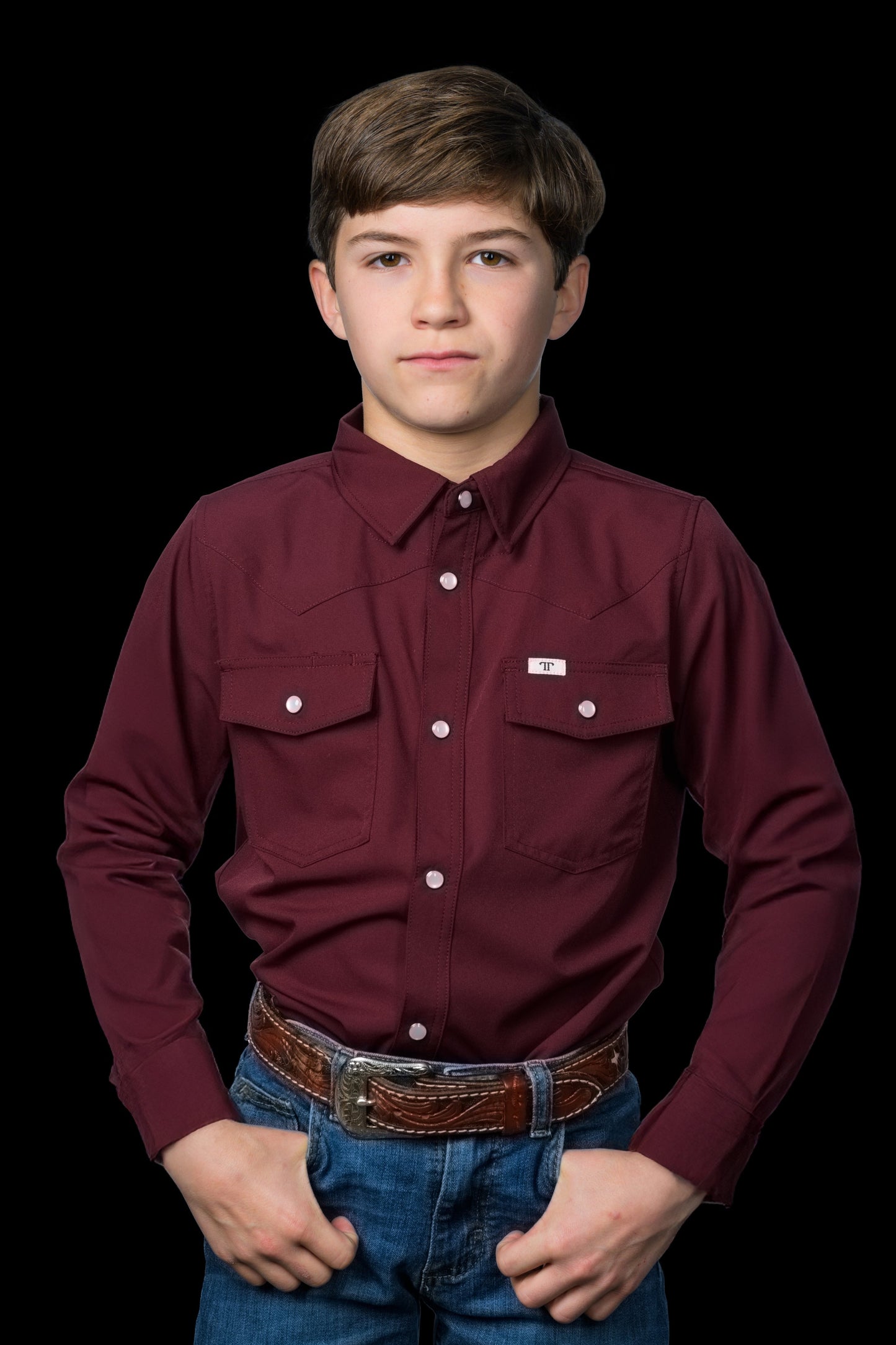 Ferrell Boy's Core Maroon Western Shirt