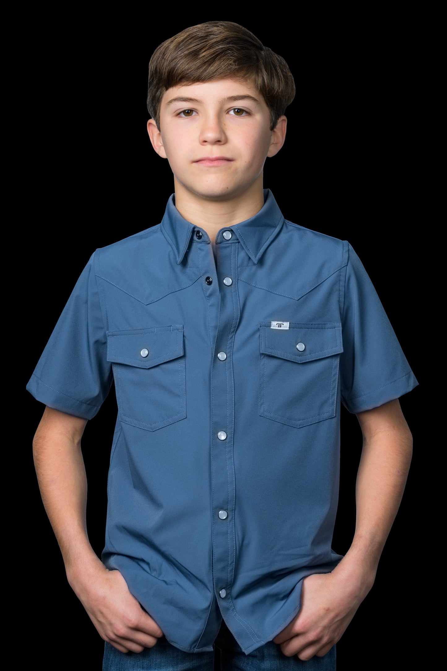 Ferrell Boy's Core Blue Short Sleeve Western Shirt