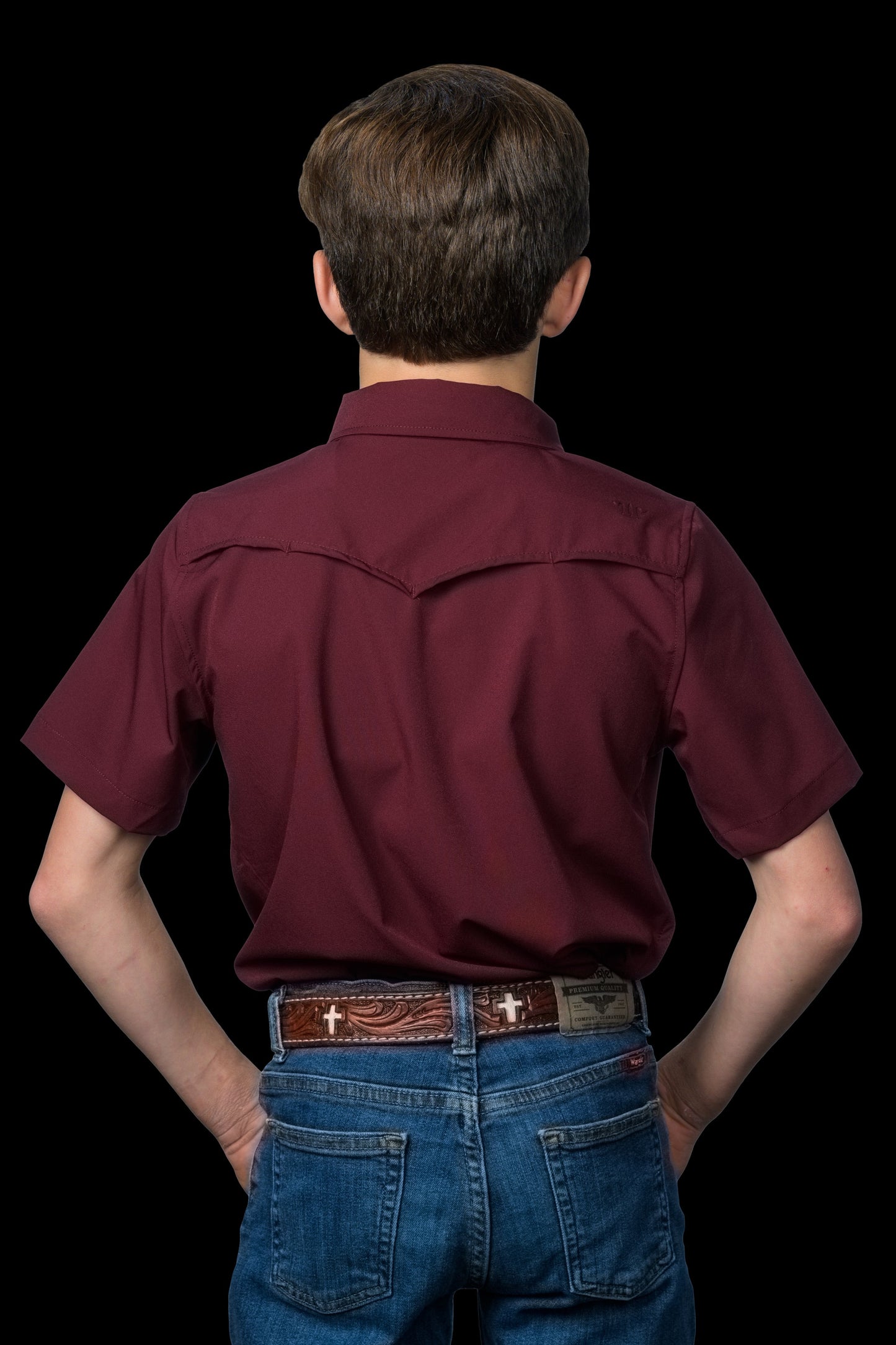 Ferrell Boy's Core Maroon Short Sleeve Western Shirt