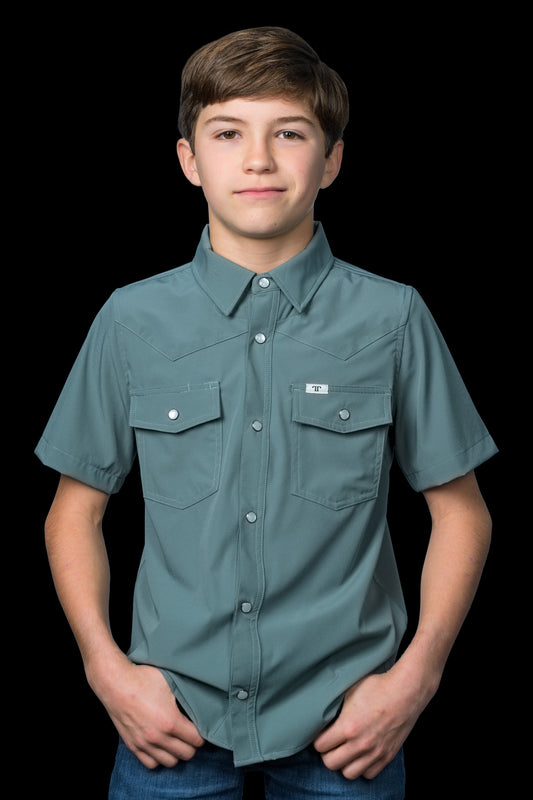 Ferrell Boy's Core Aqua Short Sleeve Western Shirt