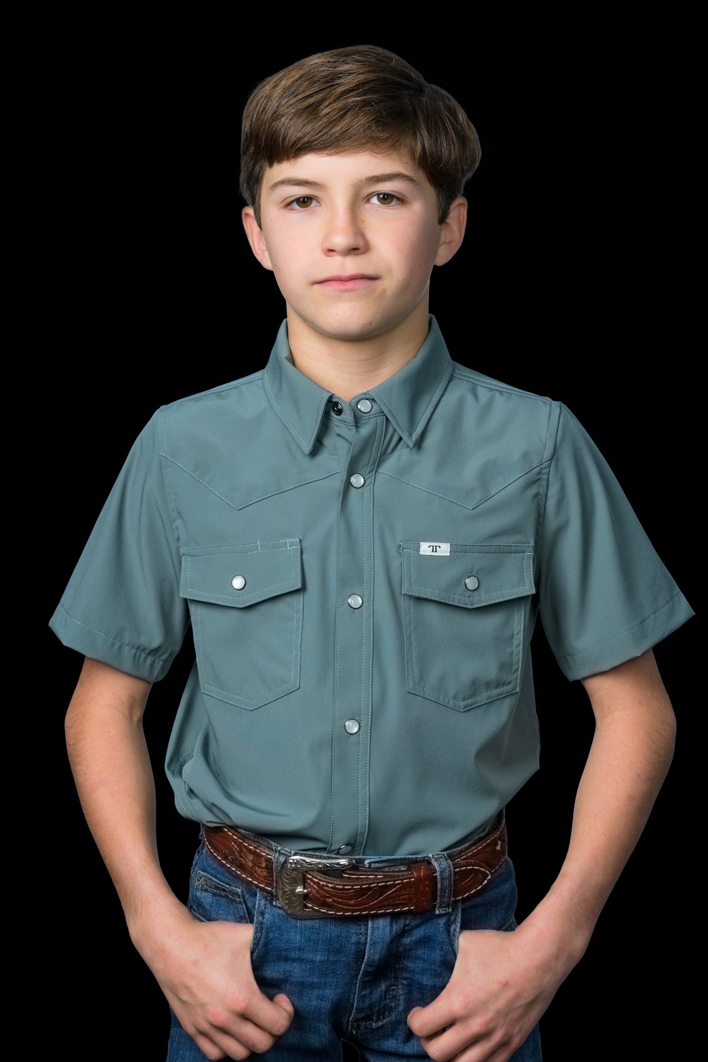 Ferrell Boy's Core Aqua Short Sleeve Western Shirt