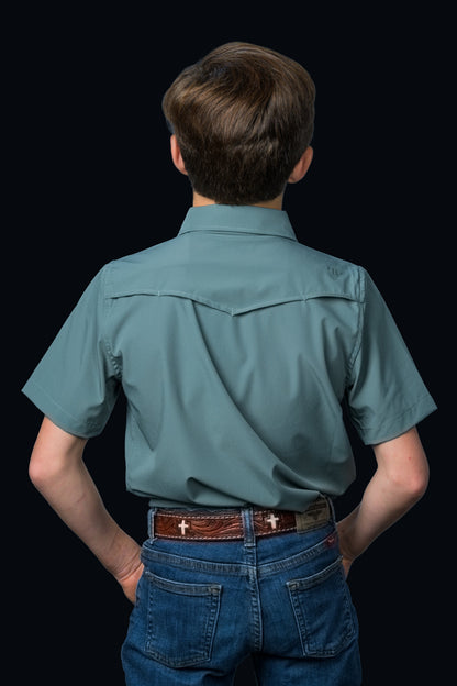 Ferrell Boy's Core Aqua Short Sleeve Western Shirt