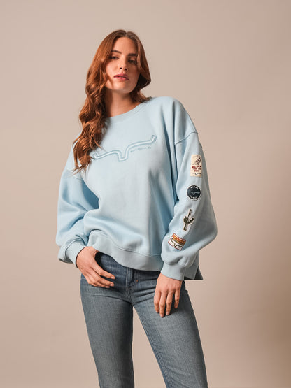 Kimes Ranch Women's Faded Denim Saguaro Patch Pullover