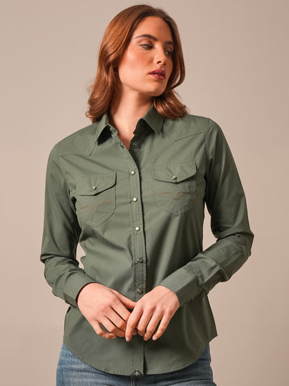 Kimes Ranch Women's Dark Olive Skeeter Western Shirt