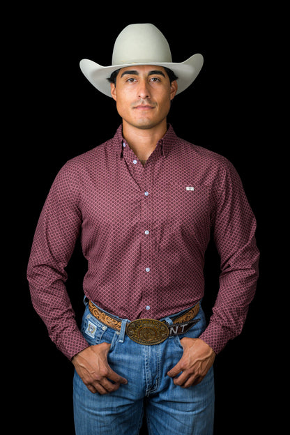 Ferrell Men's The Nicholas Red Print Western Shirt