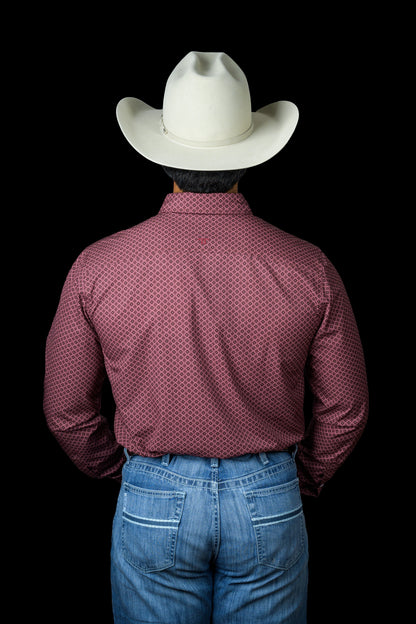 Ferrell Men's The Nicholas Red Print Western Shirt