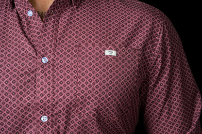 Ferrell Men's The Nicholas Red Print Western Shirt