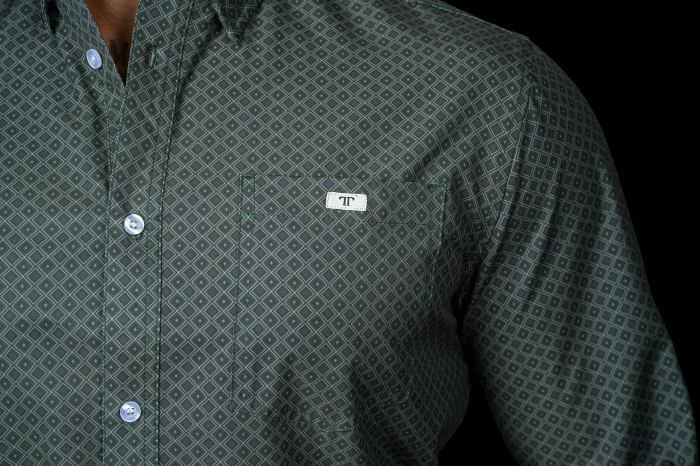 Ferrell Men's The Buddy Green Print Western Shirt