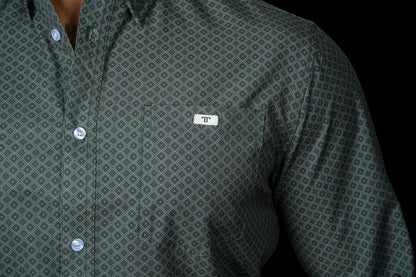 Ferrell Men's The Buddy Green Print Western Shirt
