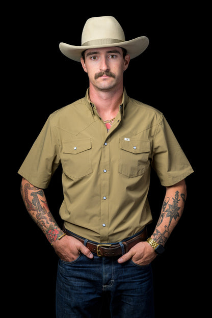 Ferrell Men's Core Khaki Short Sleeve Western Shirt