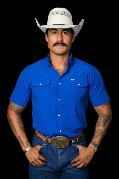 Ferrell Men's Core Cobalt Blue Short Sleeve Western Shirt