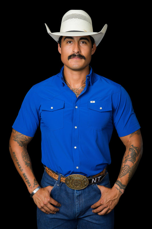 Ferrell Men's Core Cobalt Blue Short Sleeve Western Shirt