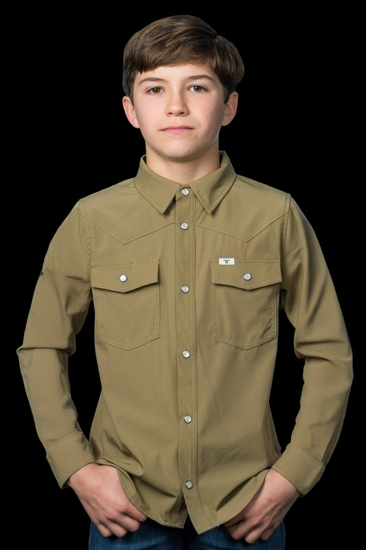 Ferrell Boy's Core Khaki Western Shirt