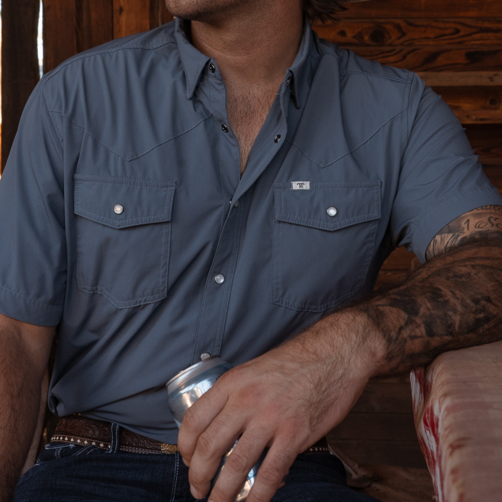 Ferrell Men's Core Blue Short Sleeve Western Shirt