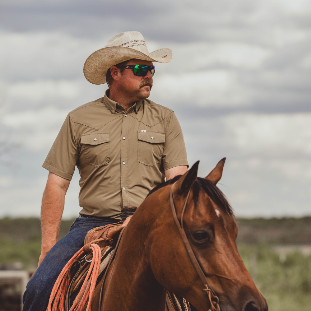 Ferrell Men's Core Khaki Short Sleeve Western Shirt