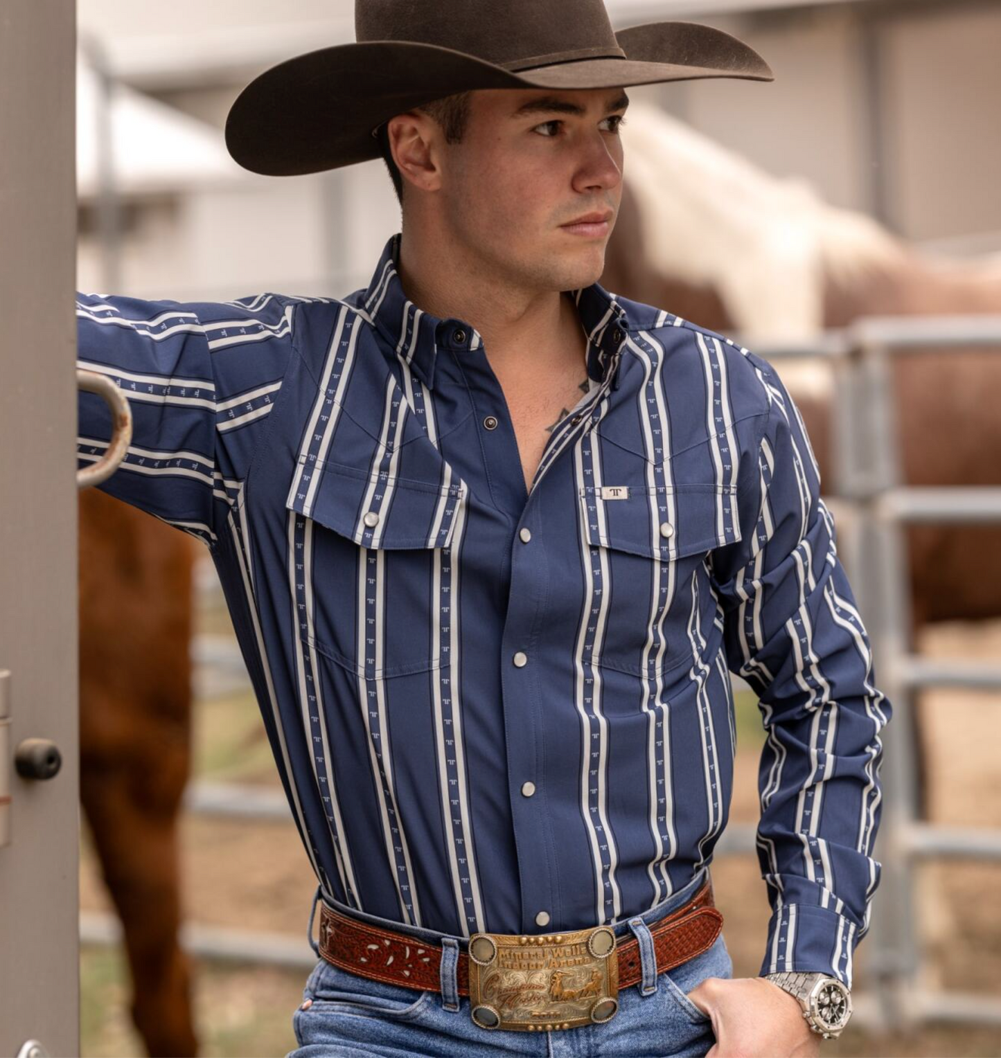 Ferrell Men's The Tucker Blue Western Shirt