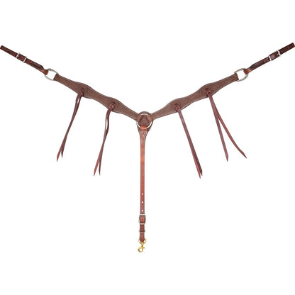 Martin Chocolate Roughout Breastcollar with Rosettes and Strings- 1.5"
