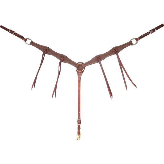 Martin Chocolate Roughout Breastcollar with Rosettes and Strings- 1.5"