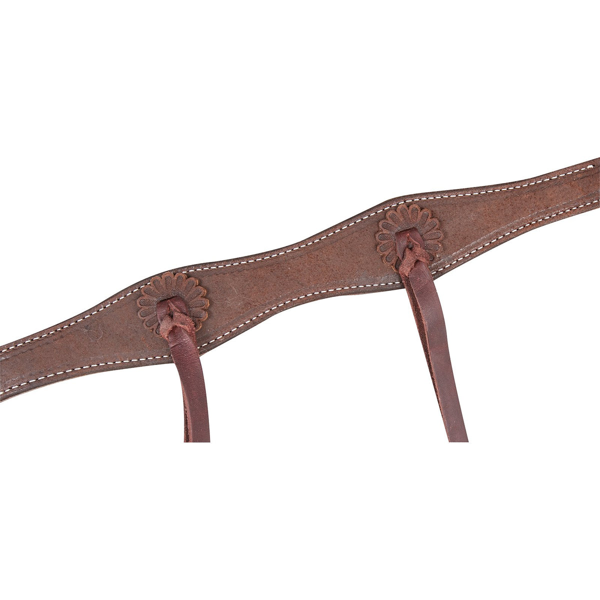 Martin Chocolate Roughout Breastcollar with Rosettes and Strings- 1.5"