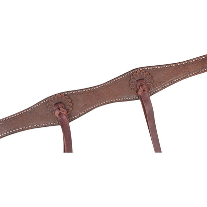 Martin Chocolate Roughout Breastcollar with Rosettes and Strings- 1.5"