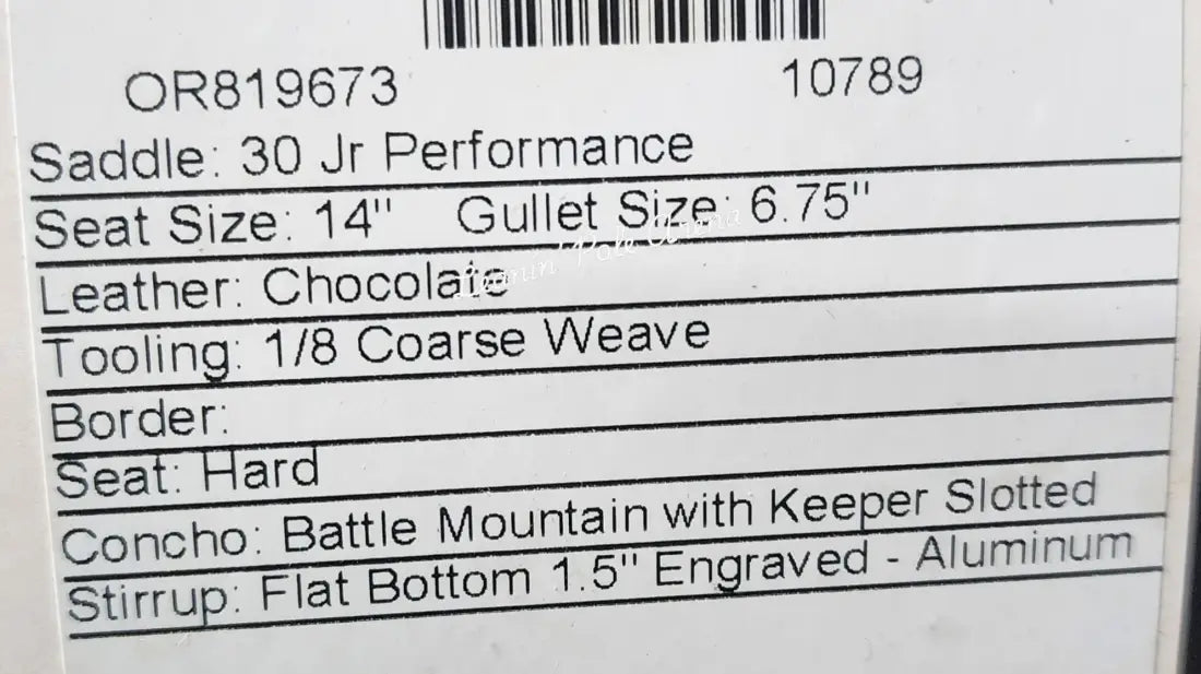 Used Martin Jr. Performance 14’’ Saddle #10789 14’’ / 6.75’’ Used Saddle